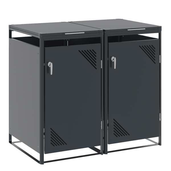 Endorphin Mülltonnenbox 2er, 240 l, anthrazit, verzinkter - pulverbeschichteter Stahl, Breite x Höhe