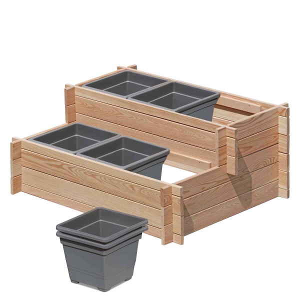 Endorphin Hochbeet Pflanztreppe Stufenbeet zweistufig aus Lärchenholz [110 x 80 x 45cm] inkl Einsätz