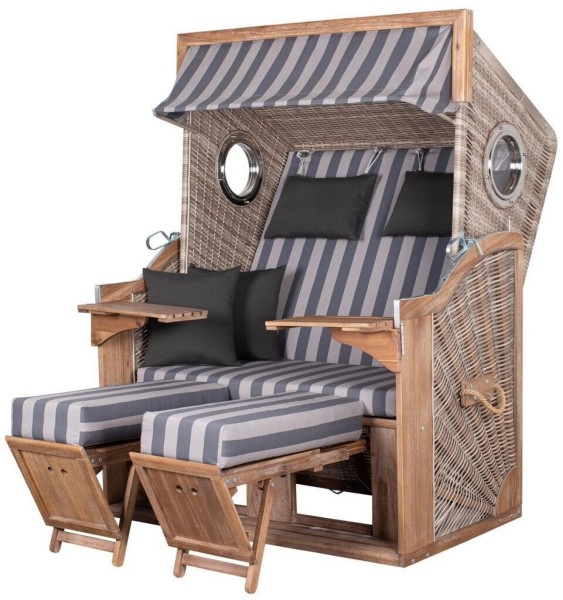 deVries Strandkorb "TRENDY PURE GREENLINE 135XL" ant. wh. Des. 755