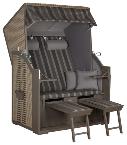 deVries Strandkorb Compact PE nature grey Des. 402