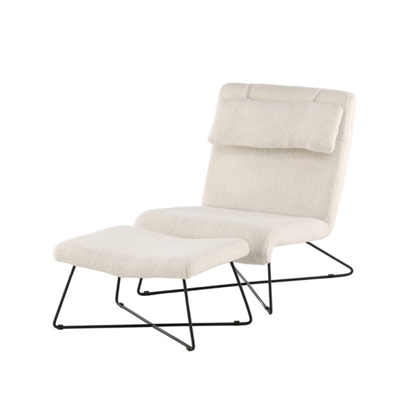 Endorphin Laconia Loungesessel, weiß, mit Hocker &amp; Nackenkissen