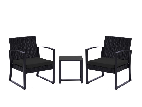 Endorphin Balkon und Gartenset 3-tlg. aus Polyrattan, Balkonmöbel Set 3-teilig wetterfest Tisch 2 St